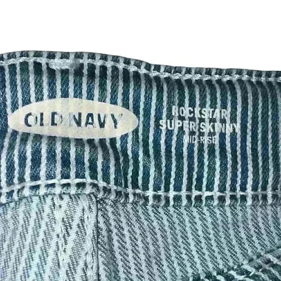 Old Navy Rockstar Sz 12 Super Skinny Mid Rise Pinstripe Button Fly Jeans - Picture 3 of 12